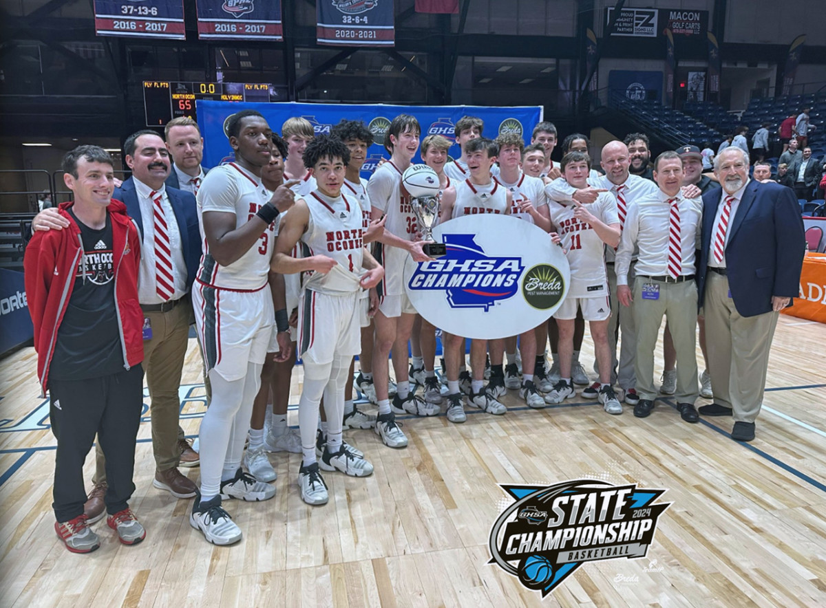 The 2024 GHSA AAAA Boys Basketball State Champion North Oconee Titans.